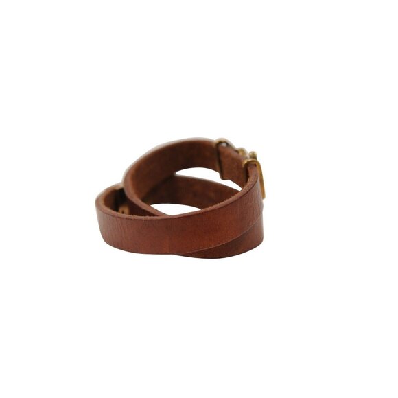 Saint Laurent Opyum YSL Logo Wrap Bracelet Medium Brown Leather Brass Hardware - Picture 7 of 11